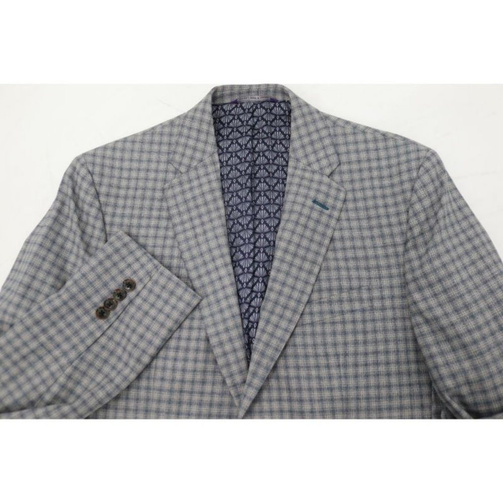 Ted Baker sport coat Mens 40R Jay Endurance Wool Gray Check Two Button notch